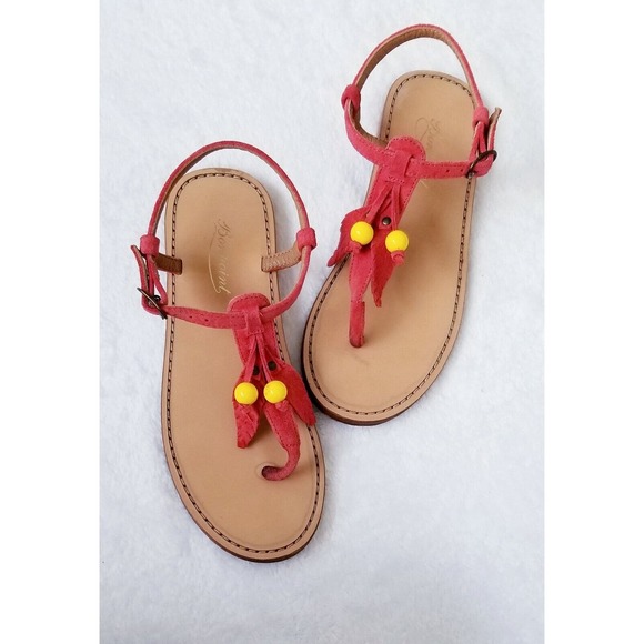 GIRL'S KIDS BONPOINT SUPER CUTE SUEDE BEADED BUCKLE SANDALS $245 EU-34 / US-2.5 - Picture 2 of 7